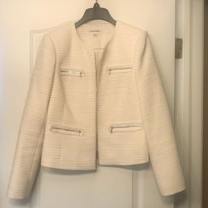 BNWOT Calvin Klein tweed and Fringe Blazer - Sz 6